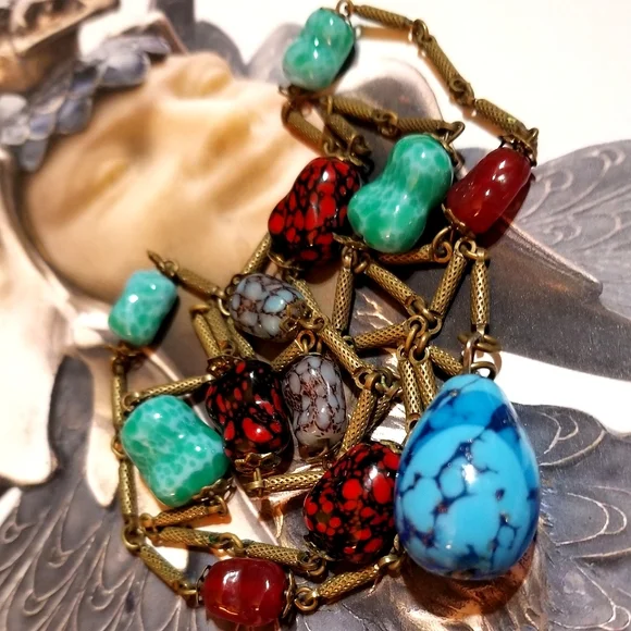 RARE Antique Venetian BORO Glass Necklace - Picture 7 of 9